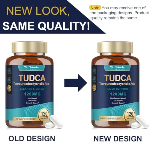 Totaria (2 Packs) TUDCA Bile Salts 1200mg (Tauroursodeoxycholic Acid), Ultra Strength Pure TUDCA Liver Supplements, Liver and Gallbladder Cleanse & Repair, Vegan