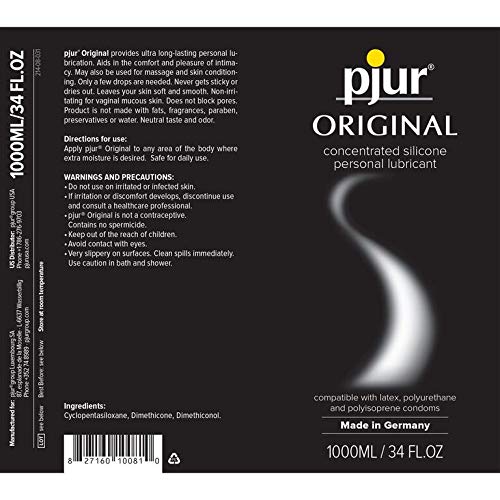 Pjur Original (33.8 Fluid Ounce / 1000 Milliliter) - Super Concentrated Silicone Personal Lubricant