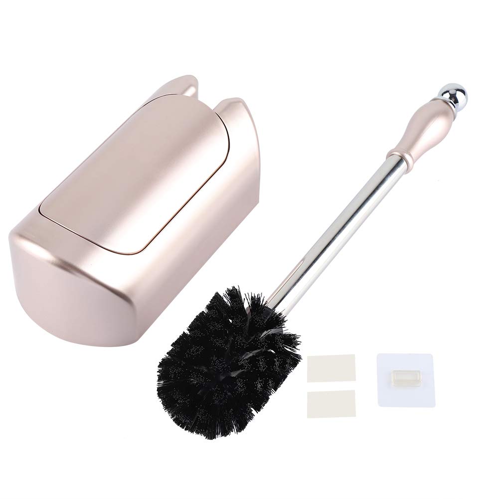 Stainless Steel Toilet Brush, Toilet Brush, Stainless Steel Handle with Holder, Toilet Brush Set, Plastic & Stainless Steel Toilet, Toilet Brushes (Rose Gold)