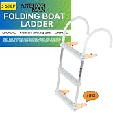 Anchor-Man Folding Aluminum Boat Ladder 3-Step, 35 in, 400 lb, Gunwale Hook