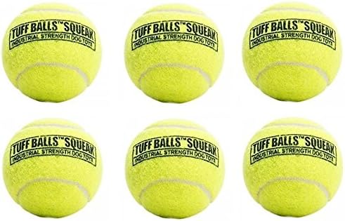 (6 Pack) Petsport Tuff Squeaker Tennis Balls, Size - Junior 1.8 inch