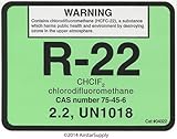 R-22 / R22 / HCFC-22 Refrigerant Labels # 04022 Color Coded Refrigerant ID Labels