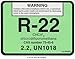 R-22 / R22 / HCFC-22 Refrigerant Labels # 04022 Color Coded Refrigerant ID Labels
