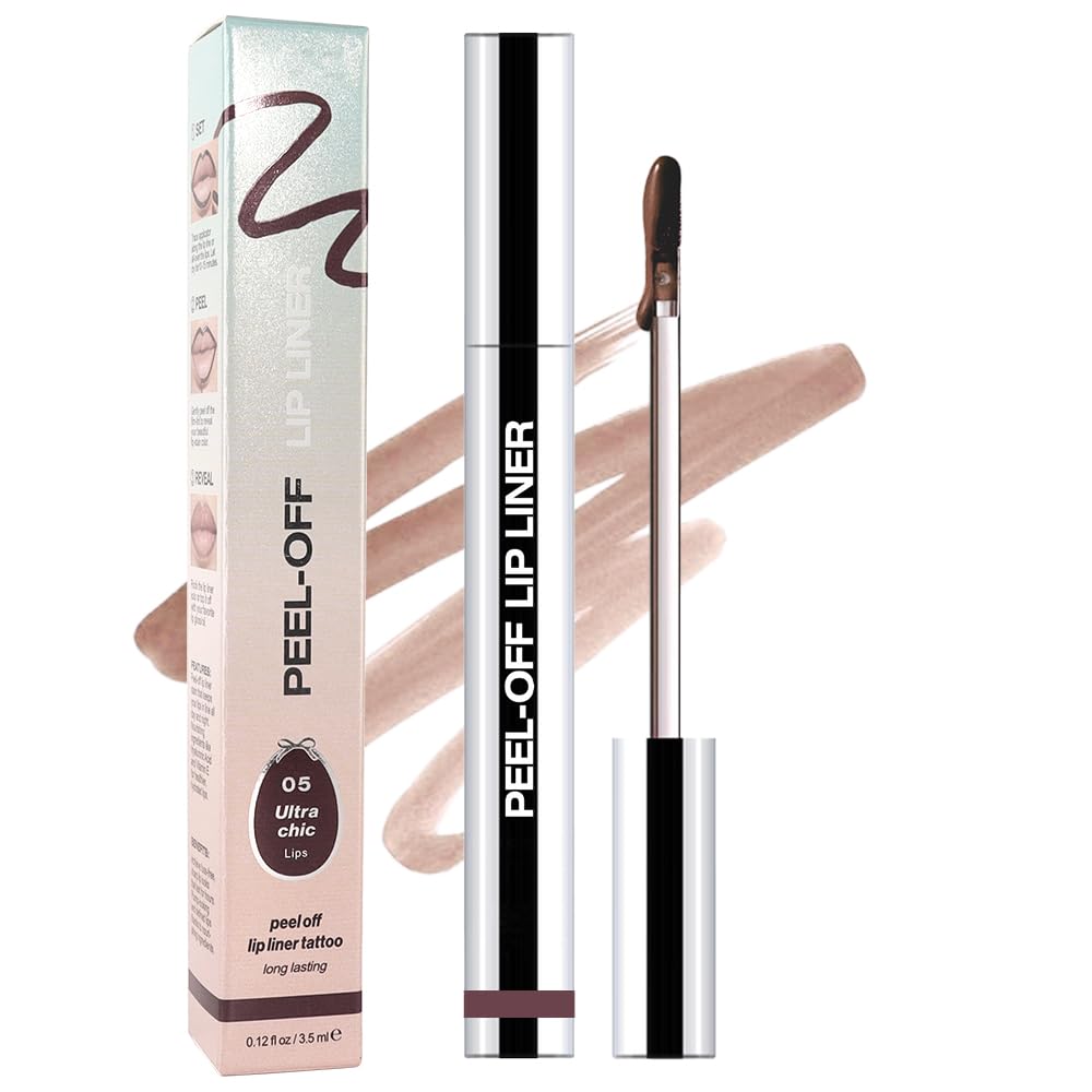 Matte Lip Gloss Stain-Peel Off Lip Liner Tattoo, Dark Brown Lip Tint，Long Lasting Peel Off Lip Stain, Waterproof Transfer-proof Lip Mask Lip Liner Peel Off Lip Gloss,Stayn Lip Makeup. #05