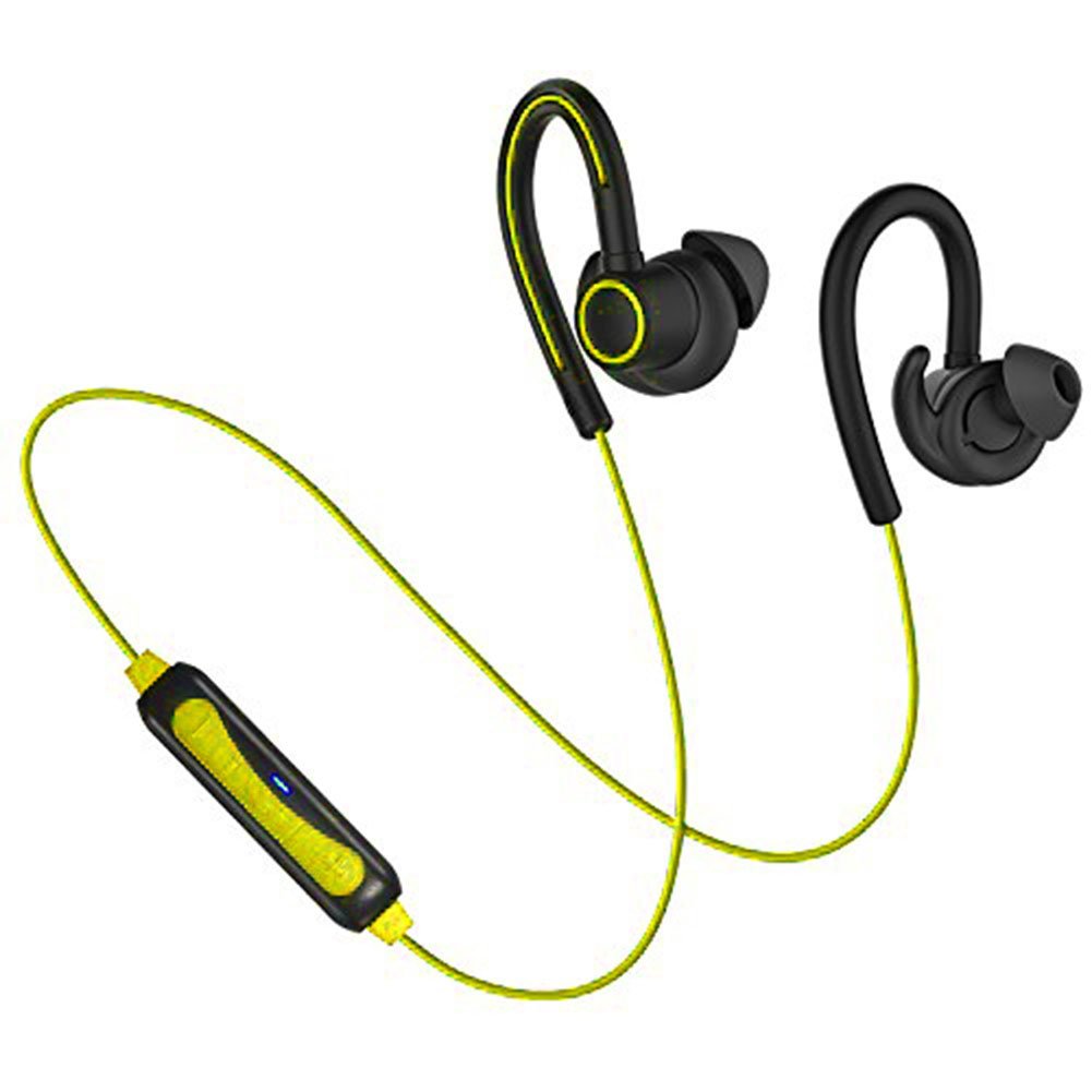 Powerbeast Bluetooth Headphones Runner Headset Sport Earphones with Mic and Sweatproof Wireless earbuds for Running (Yellow)