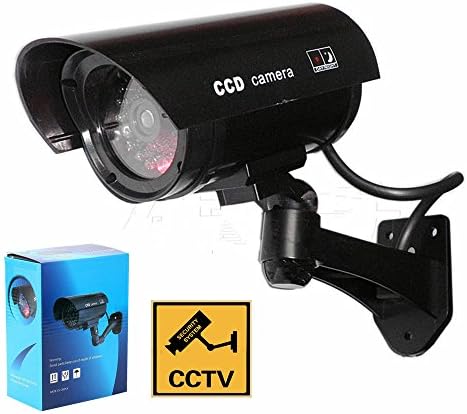 Outdoor Indoor Fake Dummy Security Camera Waterproof CCTV Surveillance Simulated Cameras W/ Blinking Led Light +Warning Security Alert Sticker Decals