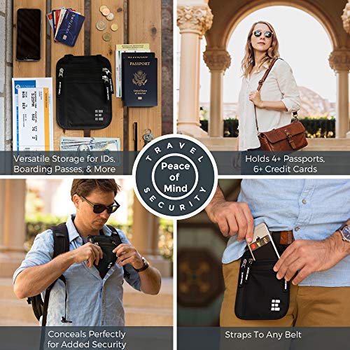 Travel Neck Wallet with RFID Blocking, Travel Neck Pouch Passport