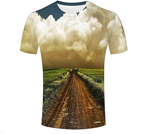 WEIYI BO Unisex T-Shirt 3D Print Cozy Field Road Graphic Summer Casual Couple Tees Tops