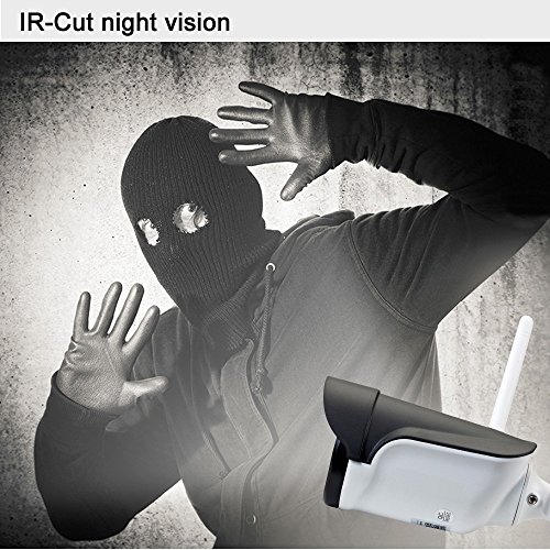 UOKOO Bullet Camera, Megapixel 720P HD Home Surveillance Indoor/Outdoor IP Camera, Weatherproof With HD Night Vision baby monitor with Built-in 8G SD Card H02