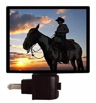 Amazon.com: País Luz Nocturna – Cowboy Silueta – Vaquero ...