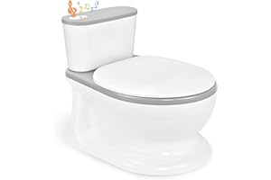 LIVINGbasics Baby Potty Training Toilet Realistic Kid Potty with Flushing Sound and Tissue Storage, Soft Padded Seat Toddler 