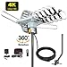 2019 Version HDTV Antenna Amplified Digital Outdoor Antenna -150 Miles Range-360 Degree Rotation Wireless Remote-Snap- Wireless Remote Control - UHF/VHF 4K 1080P Channels- On Installation Support 2 TV