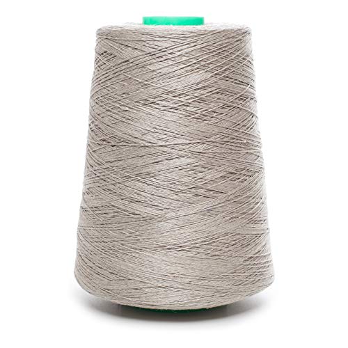 Linen Yarn Cone - 100% Flax Linen - 1 LBS - Natural Grey - 3 PLY - Sewing Weaving Crochet Embroidering - 3.000 Yards
