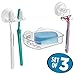 MetroDecor mDesign Power Lock Suction Razor Holder, Toothbrush Holder, and Suction Bar Soap Dish for Bathroom Shower - Pack of 3, Clear