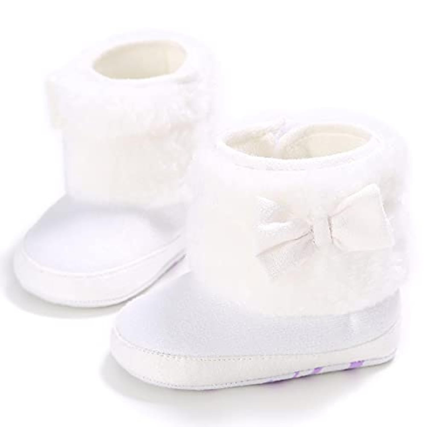 Photo 1 of E-FAK Baby Boy Girl Boots Newborn Shoes Winter Snow Bowknot Anti-Slip Soft Sole Warm Infant Toddler Prewalker Booties(04 white, 12-18Months)