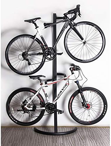 Indoor Bike Stand Double Layer Bicycles Storage Holder,Space Saving Cycling Rack,Cycle Hanging Height Adjustable
