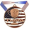 Decade Awards 1st, 2nd, 3rd Place Patriotic Medal - 2.75 Inch Wide Podium Medallion with Stars and Stripes American Flag V Neck Ribbon …