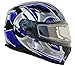Vega Helmets 61215-026 Ultra Electric Snow Unisex-Adult Full Face Snowmobile Helmet with Heated Shield (Blue Shuriken Graphic, 2XL)