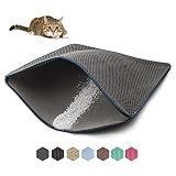 WePet Cat Litter Mat, Kitty Litter Trapping Mat - Large Size, Honeycomb Double Layer Mats, No Phthalate, Urine Waterproof, Easy Clean, Scatter Control, Catcher Litter Box Rug Carpet 30x25 Inch Grey
