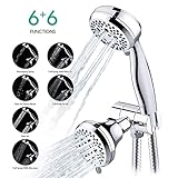 Clofy full-chrome shower head 28-setting handheld shower head and hand shower combo 3-way 2 in 1 shower-head with 5ft flexiable stainless hose