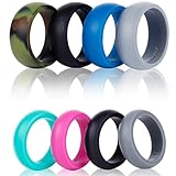 SYOURSELF Silicone Wedding Ring Band-4 Pack-Safe Flexible Comfortable Medical Grade Love Rings Set for Men Women- Fit for Sports & Outdoors, Workout, Fitness, Athletes, Engineers+ Gift Box (Men 11)