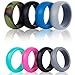SYOURSELF Silicone Rings Women, Rubber Wedding Rings, 4 Pack Thick, Breathable, Stackable, Comfortable, Wide Ergonomic Design Rubber Wedding Rings Bands for Sports, Outdoors + Gift Box