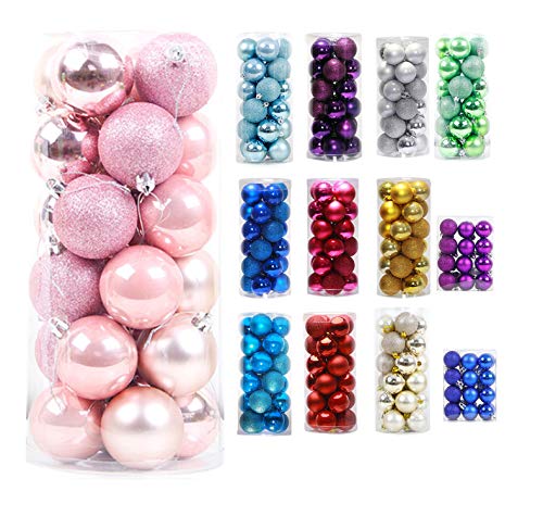 Christmas Decoration-24ct Ornaments Ball Multicolor Christmas Tree Balls for Holiday Wedding Party Decoration,2.36",Pink