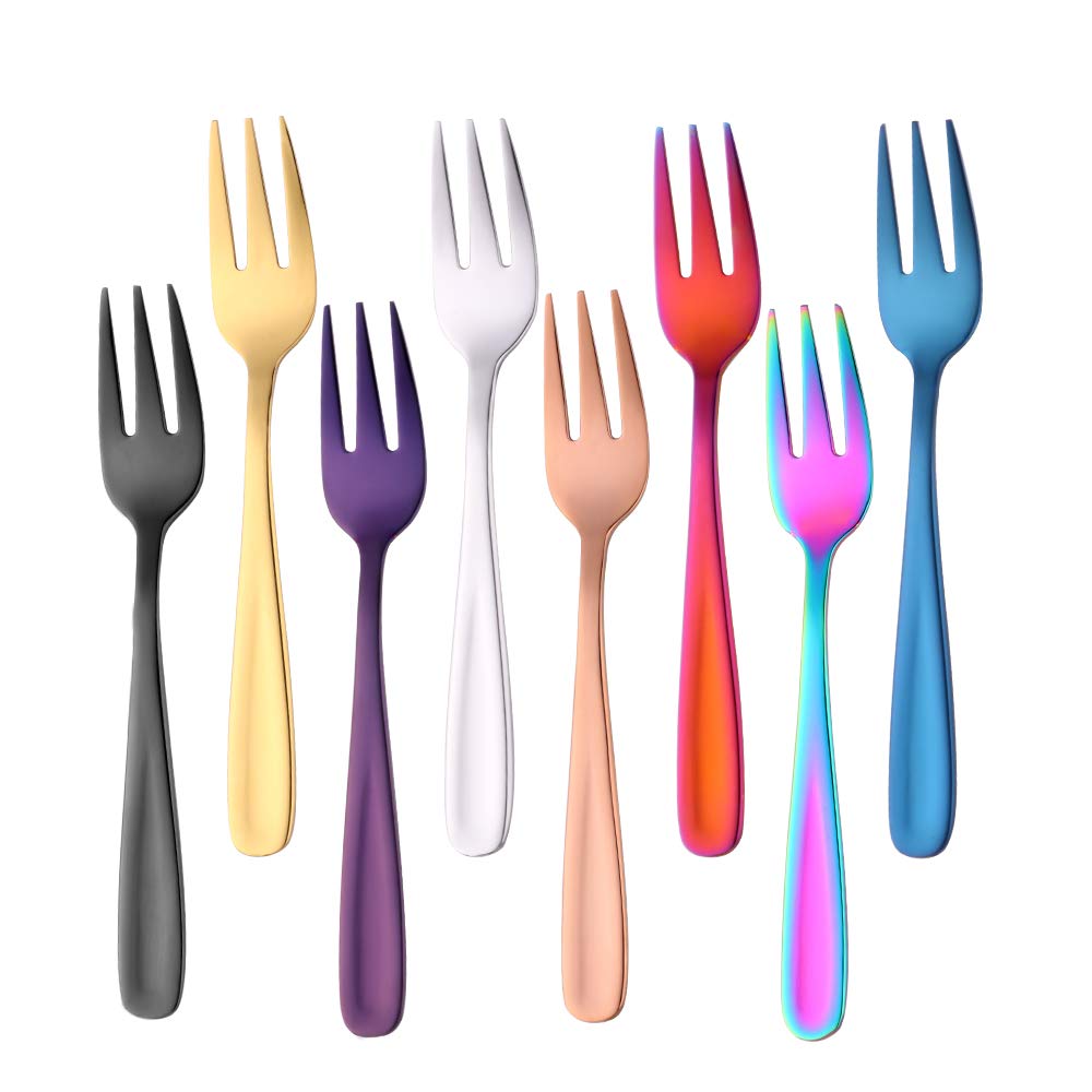 SBOMHS 5.5 Inch Fruit Forks Cake Forks Stainless Steel (Coloured)