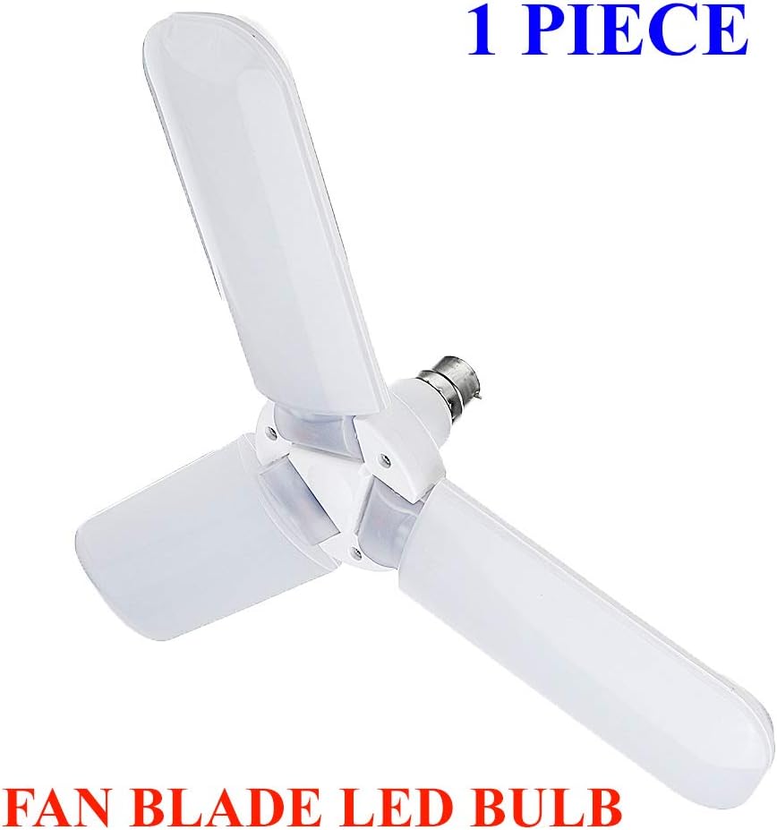 UmiCom Foldable Light, 45W Three-Leaf Fan Blade LED Light Bulb, Super Bright Angle Adjustable Home Ceiling Lights, AC85-265V, Cool White - 1 Piece