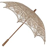 The 1 For U Women's Victorian Lace Parasol Ecru/Light Beige