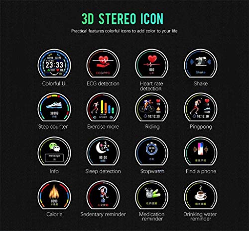 Lisin Smart Watch, N58 1.22Inch ECG Display Blood Pressure Heart Rate Monitor 3D UI Tracker Smart Watch (Silver) - Thumbnail 6