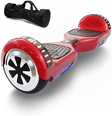 Hoverboard Self Balancing Scooter UL 2272 Certified with Powerful Bluetooth Speaker, Cool LED lights and FREE Portable Carrying Bag (Lava Red)
