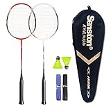 Senston - 2 Player Badminton Racket Set Carbon Shaft Racket Set- Including 1 Badminton Bag