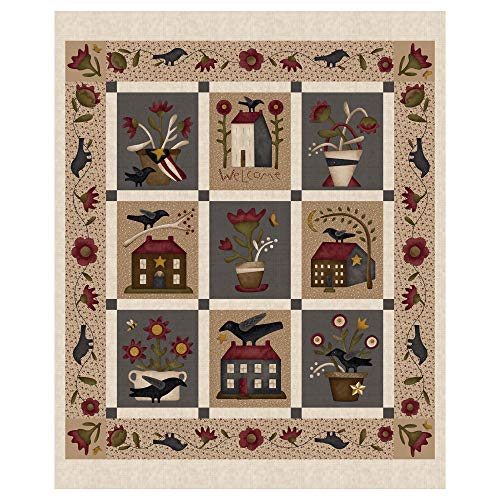 Henry Glass & Co. Buttermilk Blossoms 36'' Folk Art Panel Cream Fabric Multi