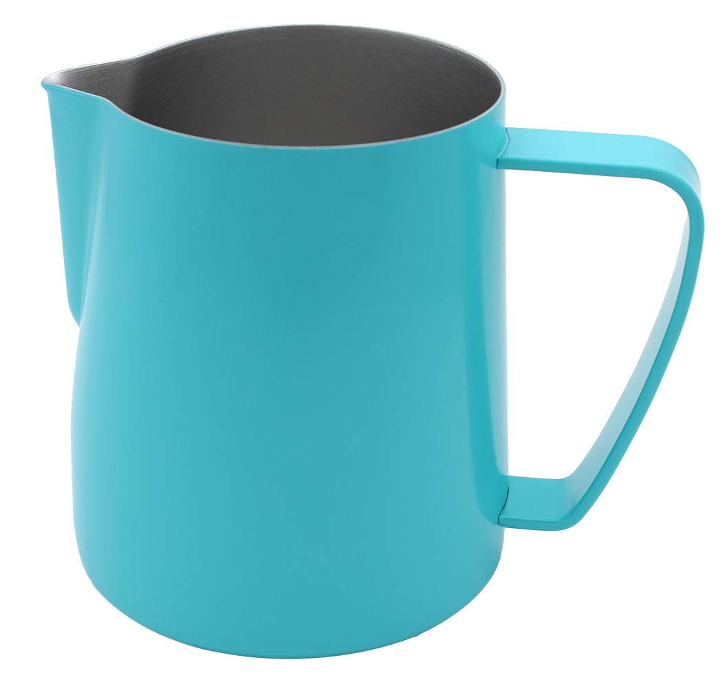 XIAOYU Non-Stick Stainless Steel Milk Steaming & Frothing Pitcher, Matte Finish, Green, 12 oz/350ml