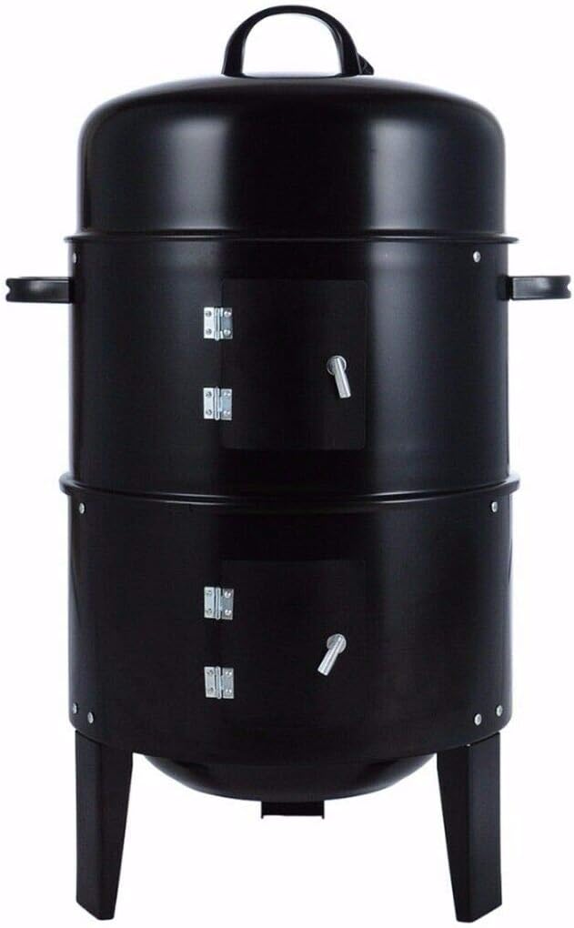 AK Energy 2 Layer Stack Charcoal Water Smoker Grill Outdoor