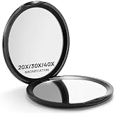 Macaki 1x/20x Compact Magnifying Mirror for Travel and Makeup, 3 in, Black | Small Mirror for Purse, Portable Makeup Mirror, Dual-Sided Flip, Smooth Plastic &amp; Glass,Purse Essentials