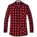 OCHENTA Men's Button Down Plaid Flannel Shirt, Long Sleeve Casual Tops N056 Red Black Asian 3XL - US L
