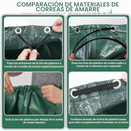 2 x 500L Gardening Sacks, Garden Waste Bag with Handle, Foldable, Reusable, Gardening Bags for Collecting Plants, Waste and Leaves