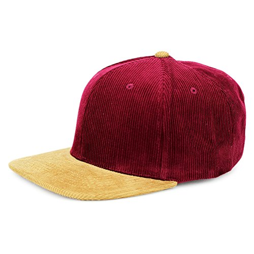 Unisex Plain Tweed Corduroy Confetti Wool Snapback Adjustable Baseball Dad Hats Vintage Cap (Corduroy-Red/Brown)