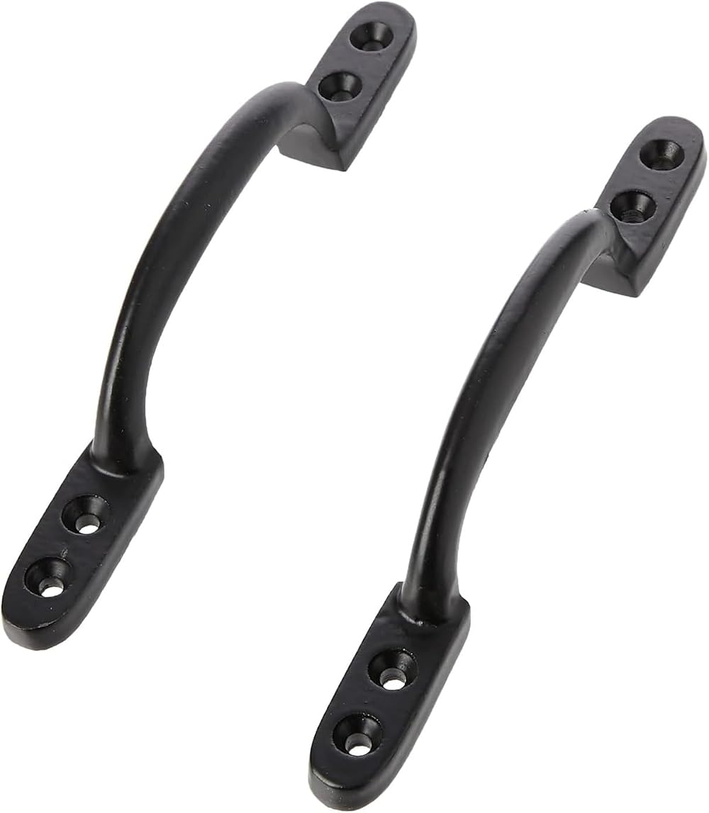Merriway BH00060 Hotbed D Steel Handle 150 mm 6 inch Pack of 2 Black Japanned