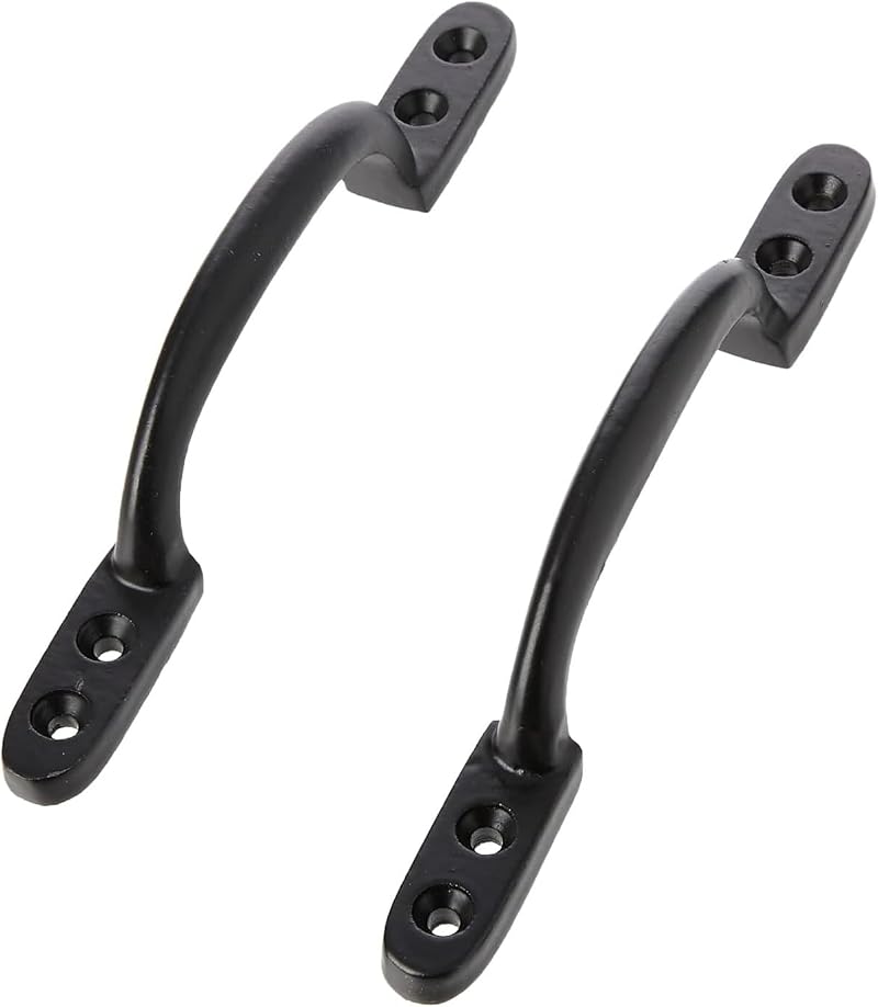 Merriway BH00060 Hotbed D Steel Handle 150 mm 6 inch Pack of 2 Black Japanned