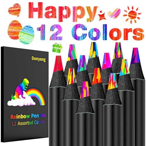 Stocking Stuffers for Kids Adults, Art Supplies, 12 Colors Rainbow Colored Pencils, Back to School Supplies, Birthday Party Favors for Kids 9-12, Cool Stuff Fun Colored Pencils for Coloring, Drawing