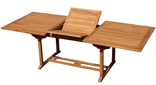 ASS Teak XXL Ausziehtisch 150/210x90 cm Holztisch Gartentisch Garten Tisch 150/210 Länge 90cm Breite Holz Modell: JAV-Saba vo