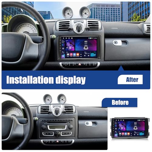 SIXWIN 4+64G Android 15 Car Radio for Mercedes Benz Smart Fortwo 451 2005-2010 with CarPlay/Android/Mirror Link,9 Inch HD Touchscreen Screen with WiFi Navigator Bluetooth 5.0 RDS FM Steering Wheel Controls