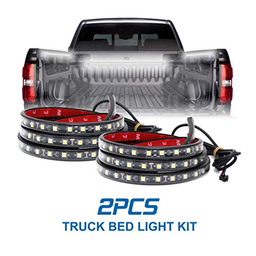 LED Truck Bed Lighting 2PCS 60Inch Flexible Strip light Kits 12V High Brightness with On-Off Switch Fuse 2-Way Splitter Cable for Cargo Boats Pickup SUV or Others(IP65)