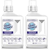 SilverWorks! Powerful Odor Eliminating Laundry Detergent Liquid, Silver Ion Technology, Laundry Odor Eliminator For Clothes, Cleans, Deodorizes & Protects, 33 fl oz, 66 Loads, Free & Clear, Pack of 2