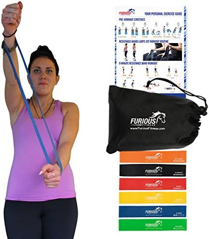 Furious Fitwear Mini Loop Bands - 6 Resistance Loops Bundle for Ankles, Arms, Booty, Glutes, Legs, Knees, Shoulders & Band Exercise for Brazilian Butt Lift, Dance Fitness & Physical Therapy Workout
