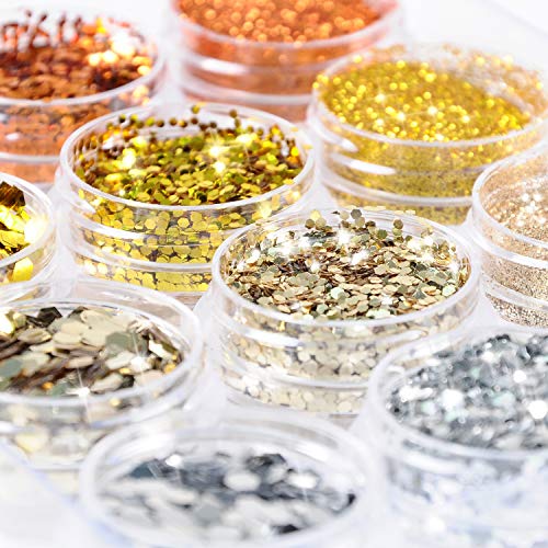 image for Glitter Wenida 12 Boxes Holographic Cosmetic Festival Powder Sequins C