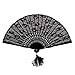 NSSTAR Lady's Girl's Vintage Retro Flower Lace Handheld Folding Hand Fan (Black) (Black)